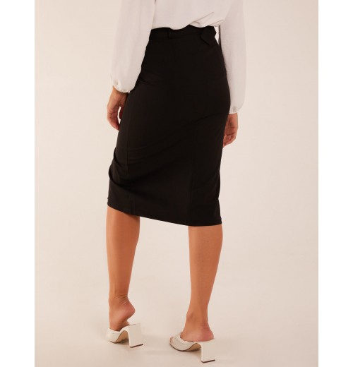 Front Split Midi Utility Skirt