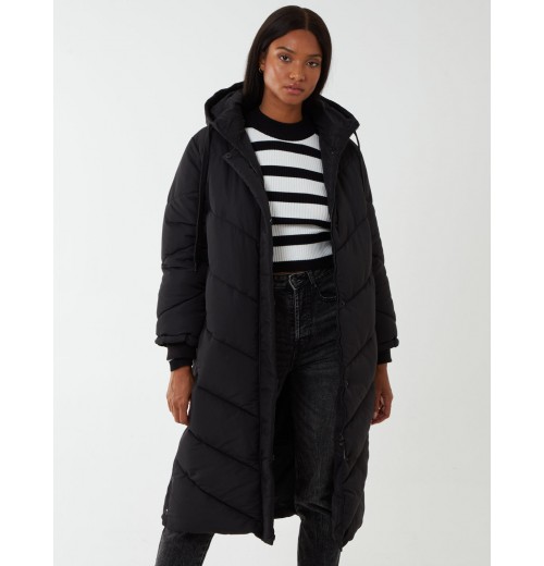 Chevron Midi Quilted Coat