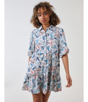 Trapeze Tiered Shirt Dress