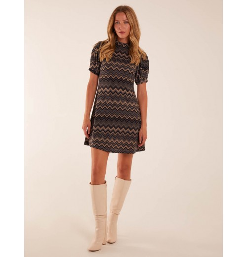 Zig Zag Printed Smock Mini Dress