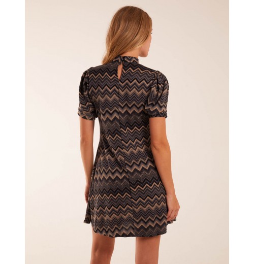 Zig Zag Printed Smock Mini Dress