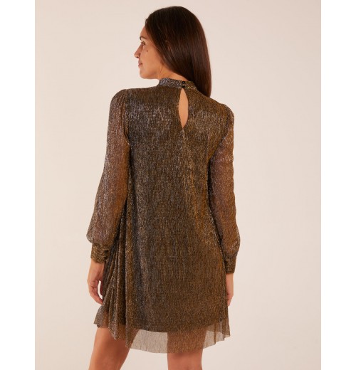 High Neck Shift Metallic Dress