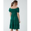 Puff Sleeve Bardot Shirred Dress