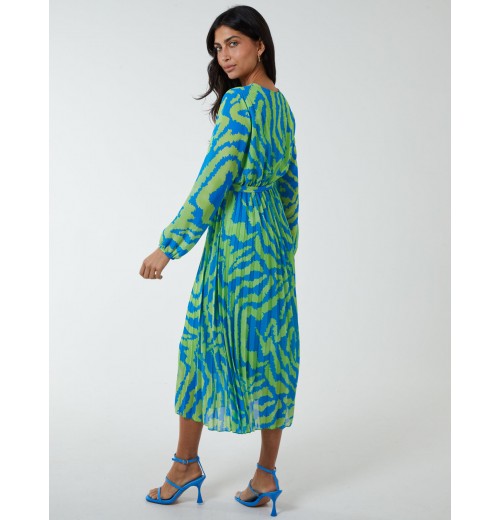 Swirl Pleated Print Dress