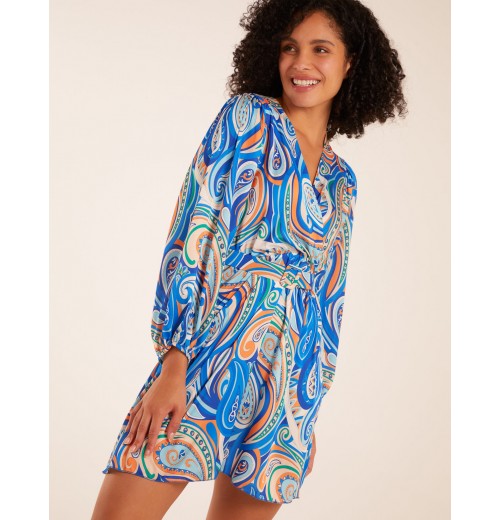 Paisley Print Wrap Front Dress